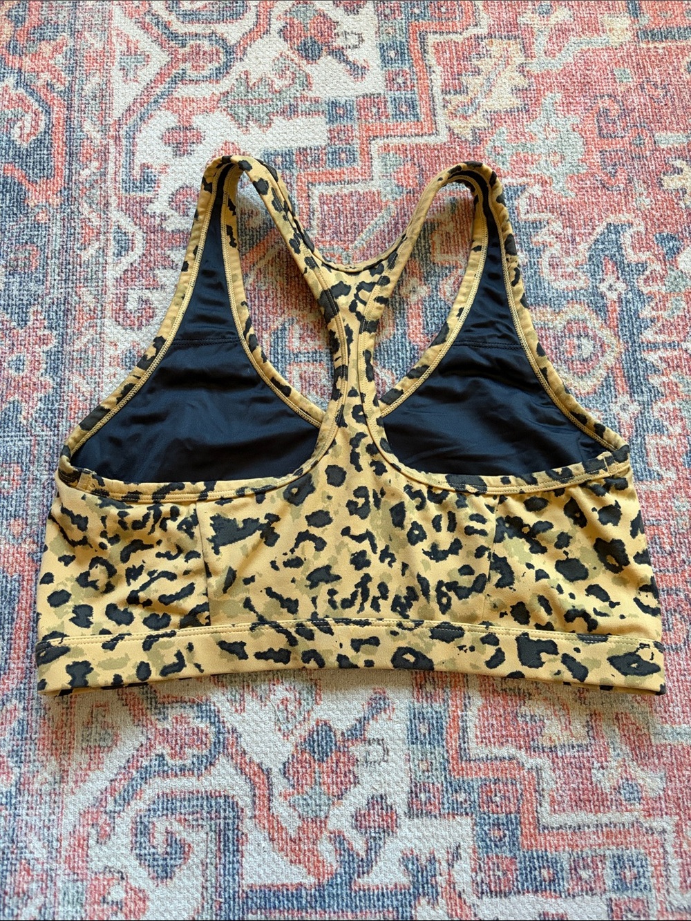 Varley Leopard Print Racerback Sports Bra - Picture 3 of 7